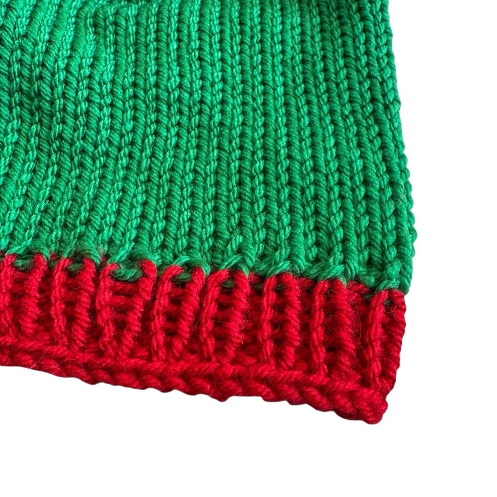 5/$25 Vibrant Green and Red Kids Knit Beanie - Picture 3 of 5